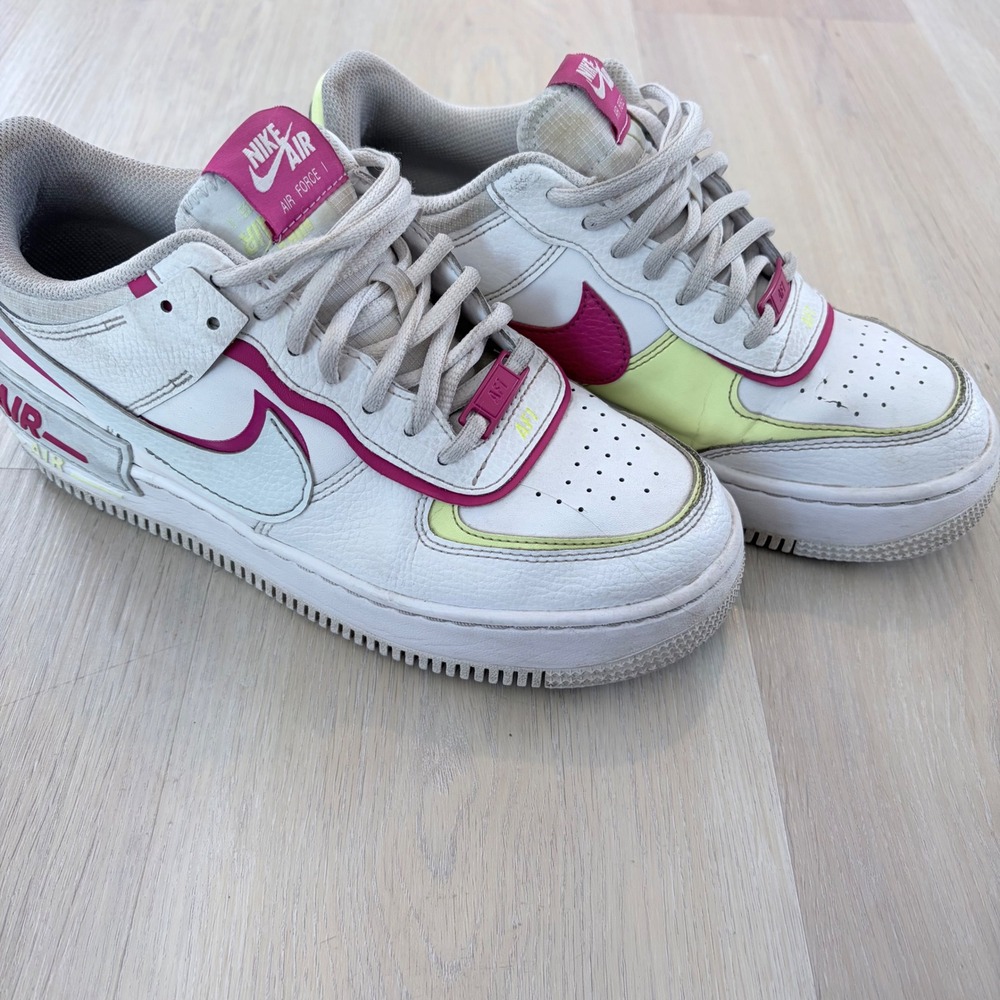Nike Air Force 1 Shadow White Fireberry Lemon Chiffon FQ8885-100 Womens 8‎